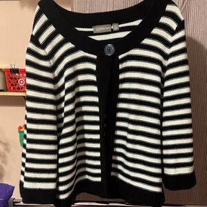 Croft & Barrow Black and White Striped Cardigan